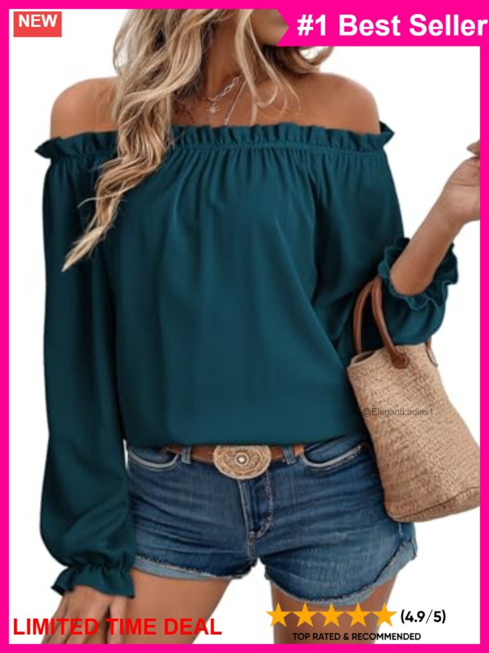 Off the Shoulder Blouse Long Sleeve Dressy Casual Top